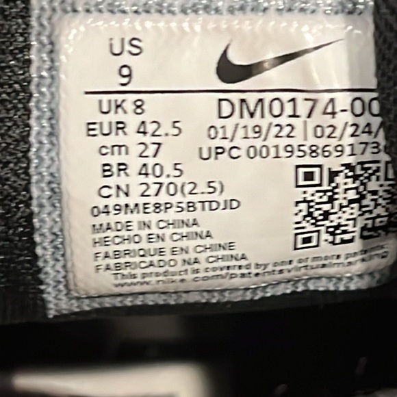 NIKE Air Zoom Pegasus 39 Road Running Men’s 9 Black White Shoes Sneakers - Picture 14 of 14